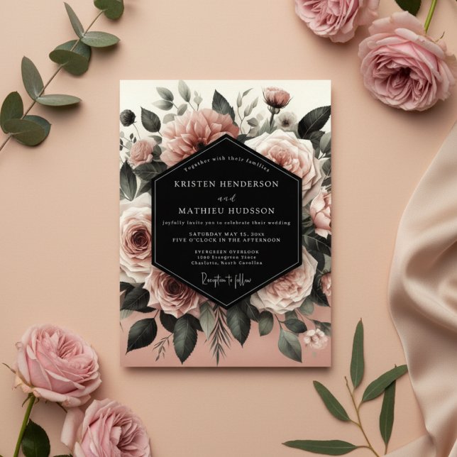 Blush Floral Romance Wedding Invitation (Creator Uploaded)