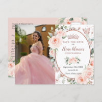 Blush Floral Rose Gold Butterflies Quinceañera