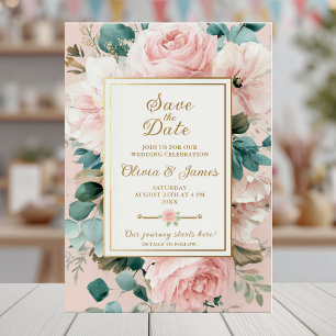 Blush floral save the date card