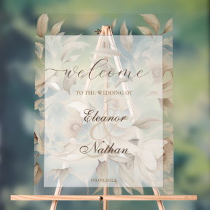 Blush Floral Spring Summer Wedding Welcome Sign