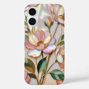 Blush Floral Stained Glass Phone Case Elegant Pink