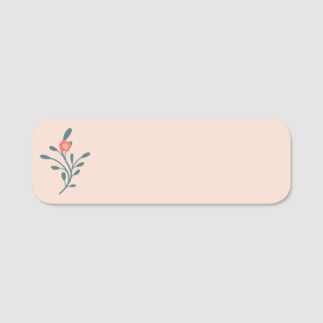 Blush Floral Teal Botanical Name Tag (Front)