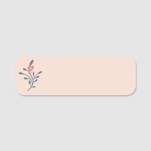 Blush Floral Teal Botanical Pattern Name Tag