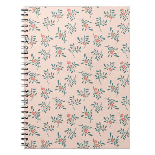 Blush Floral Teal Botanical Pattern Notebook