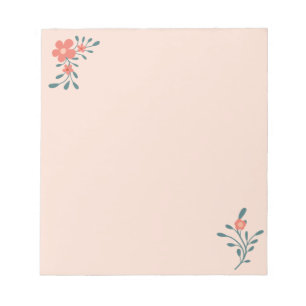 Blush Floral Teal Botanical Pattern Notepad