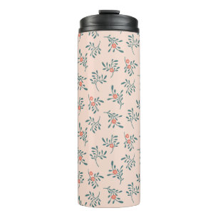Blush Floral Teal Botanical Pattern Thermal Tumbler