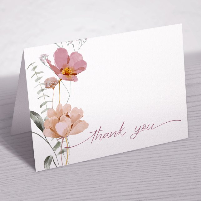 Blush Floral Thank You Card (Creator Uploaded)