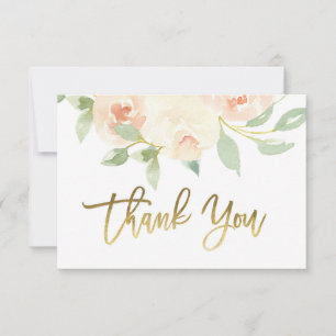 Blush Floral thank you card, greenery Card