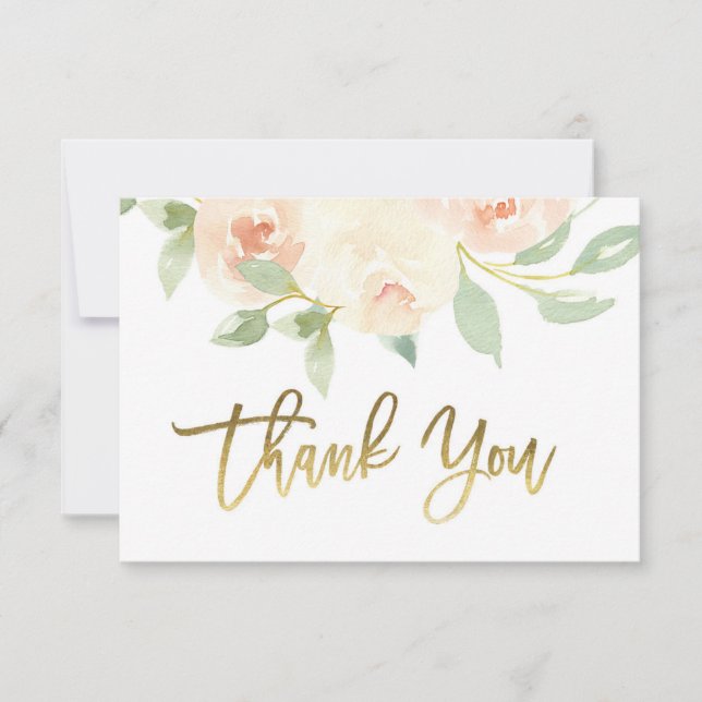 Blush Floral thank you card, greenery Card (Front)
