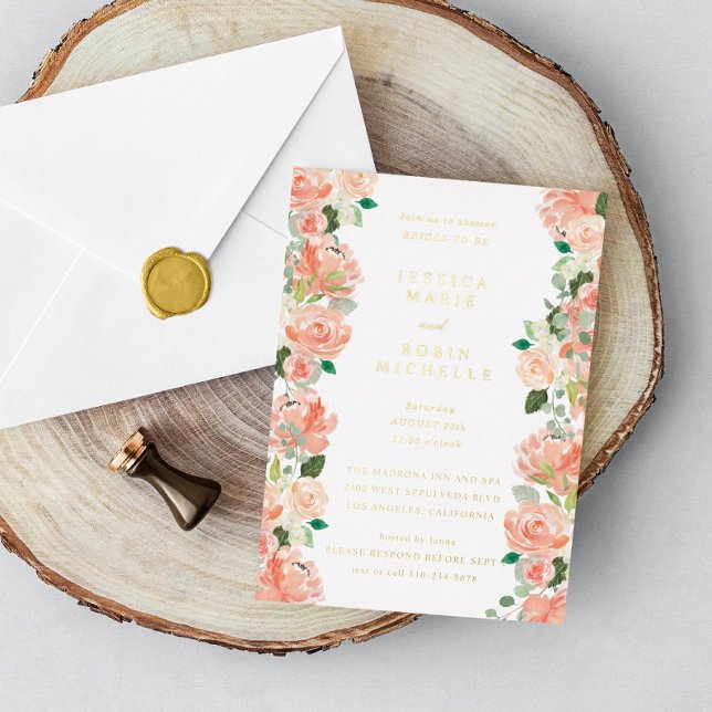 Blush Floral Two Brides Lesbian Couple Shower (Creator Uploaded)