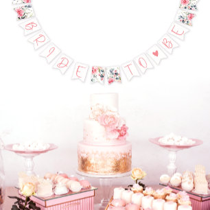 Blush Floral Watercolor Bridal Bunting Banner