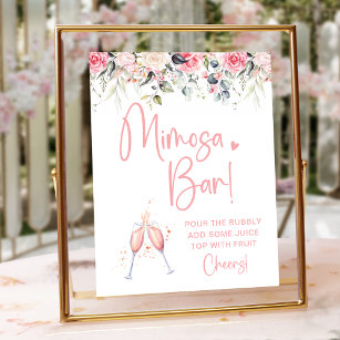 Blush Floral   Watercolor Bridal Mimosa Bar Poster