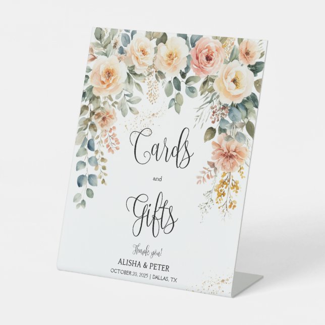 Blush Floral Watercolor Cards & Gifts Sign (Front)