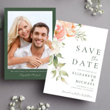 Blush Floral Watercolor Photo Wedding
