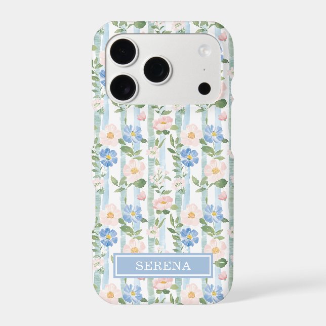 Blush Floral Watercolor Striped Personalised (Back)