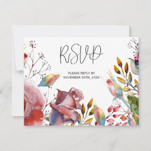 Blush Floral Watercolor Wedding RSVP Card
