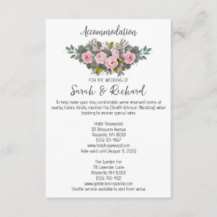 Blush Floral Wedding Accommodations Enclosure Card
