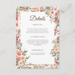 Blush Floral Wedding Details Card