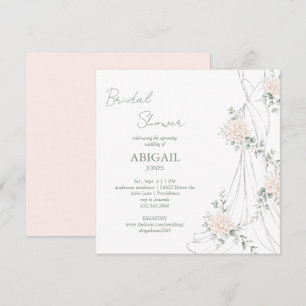 Blush Floral Wedding Dress Square Bridal Shower