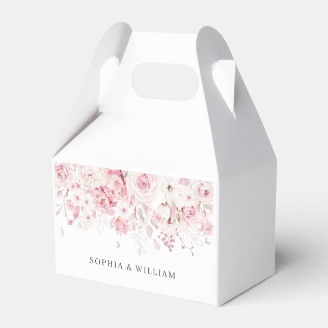 Blush Floral Wedding Favour Gift Box (Front Side)