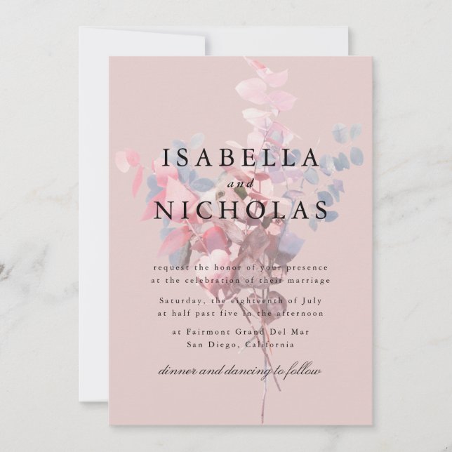 Blush Floral Wedding Invitation (Front)