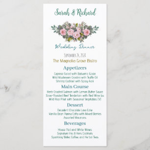 Blush Floral Wedding Menu