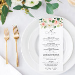 Blush Floral Wedding Menu<br><div class="desc">An elegant and romantic menu card featuring watercolor blush flowers. Check out the "Delicate Blooms" collection to see the rest of the wedding suite. (*) If you need any help or are looking for matching items,  please contact us. www.wordsandconfetti.com</div>