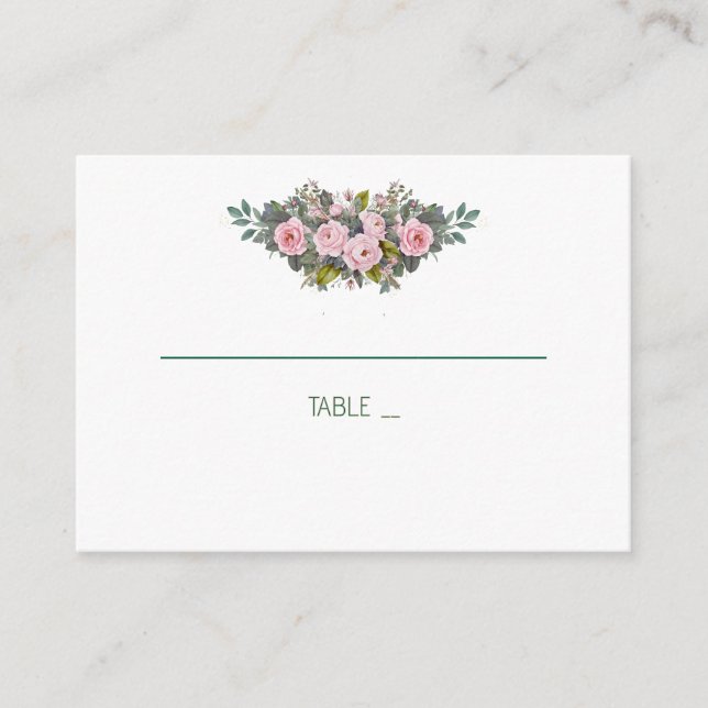 Blush Floral Wedding Place Cards (Front)