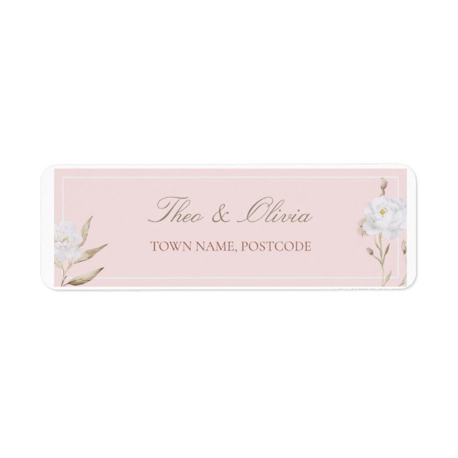 Blush Floral Wedding Return Address Label (Front)