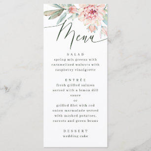 Blush Floral Wedding   Romantic Botanical Garden Menu