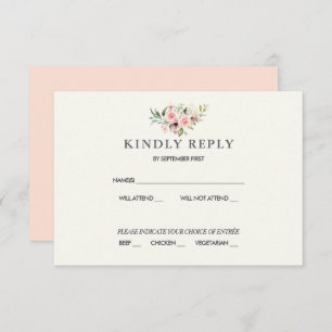 Blush Floral Wedding RSVP Card - Cream