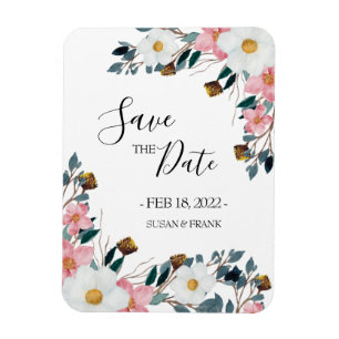 Blush Floral Wedding Save the Date Magnet