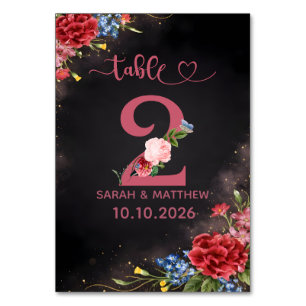 Blush Floral Wedding Table Number Card