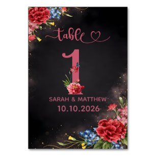 Blush Floral Wedding Table Number Card