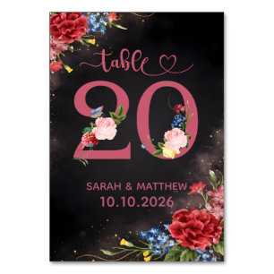 Blush Floral Wedding Table Number Card