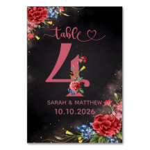 Blush Floral Wedding Table Number Card