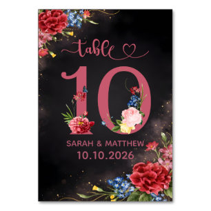 Blush Floral Wedding Table Number Card