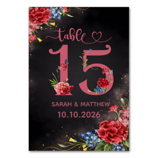 Blush Floral Wedding Table Number Card
