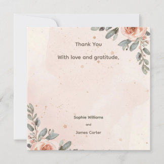 Blush Floral Wedding Thank You Card