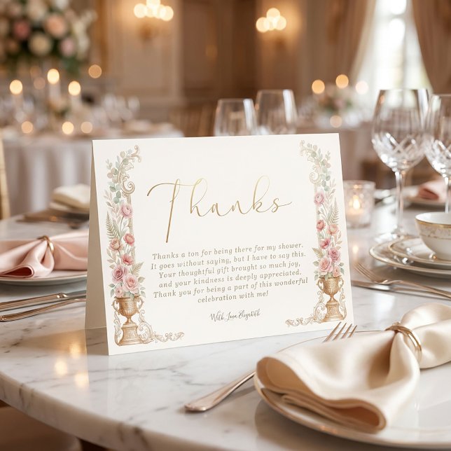 Blush Floral Wedding Thank You Card (Blush Floral Wedding Thank You Card #pinkblush #weddingfloral #springbloom #dreamy #magically #chick)