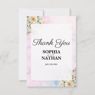 Blush Floral Wedding Thank You Card