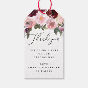 Blush Floral Wedding Thank You Elegant Script Gift Tags