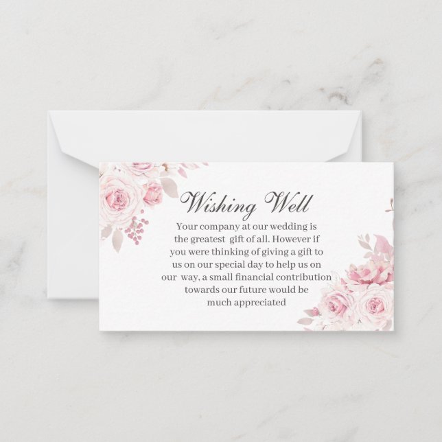 Blush Floral Wedding Wishing Well Enclosure Card (Front)