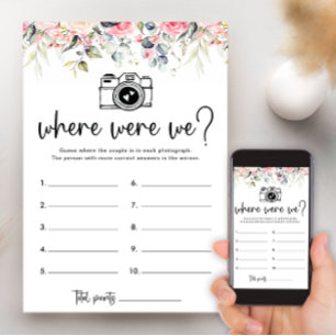 Blush Floral Where Were We Bridal Shower Game Card