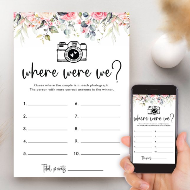 Blush Floral Where Were We Bridal Shower Game Card (Creator Uploaded)