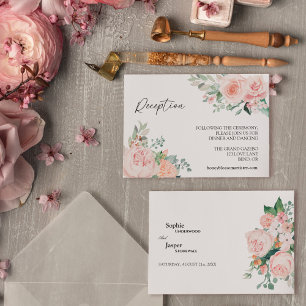Blush Floral White Wedding Reception Enclosure Card