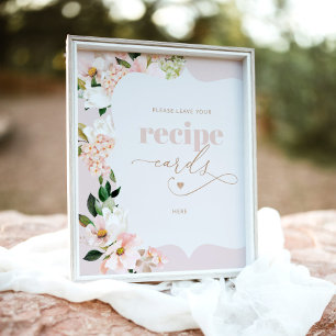 Blush floral wildflower leave your recipe card poster