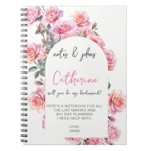 Blush floral will you be my bridesmaid notebook