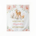 Blush Floral Woodland Animals 1st Birthday Welcome
