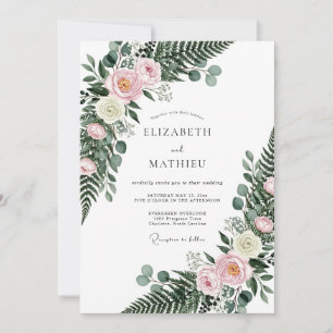 Blush Floral Woodland Wedding Invitation